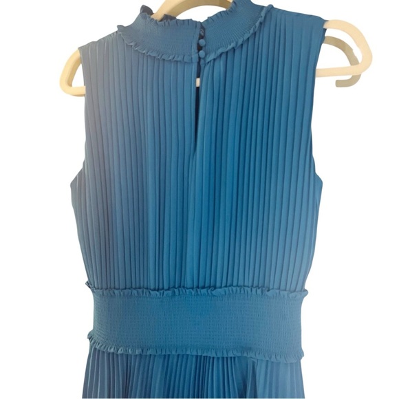 Nanette Lepore Elegant Blue Pleated Dress Sleeveless Sz 8 - Picture 7 of 10